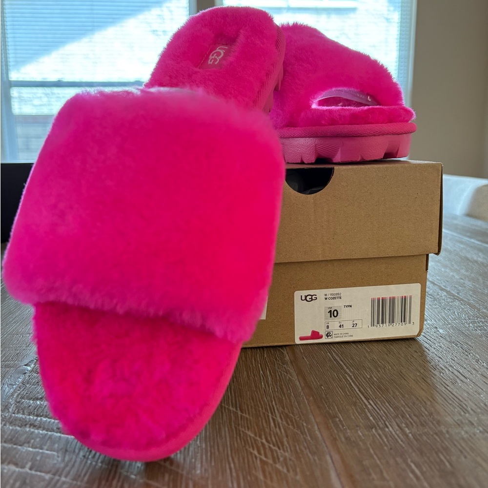 UGG Cozette Pink Fluffy Slippers BRAND NEW NEVER WORN